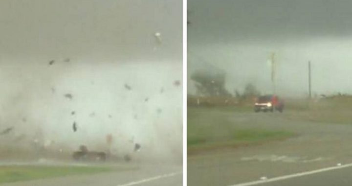 ¡Ver para creer! Camioneta es sacudida por tornado y sigue avanzando como si nada - FOTO