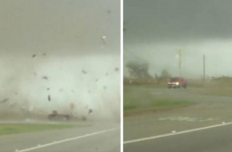 ¡Ver para creer! Camioneta es sacudida por tornado y sigue avanzando como si nada - FOTO