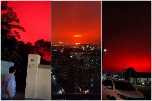 ¡Pánico en China! ¡Cielo se tiñe de rojo en la ciudad de Zhoushan! - FOTO