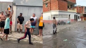 Les salió caro haber mojado a una estudiante de policía en Carnaval en La Guaira (Imágenes)