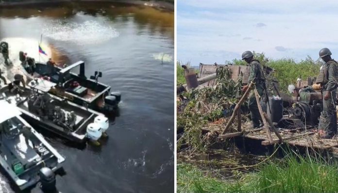 Efectivos militares destruyeron tres embarcaciones dedicadas a la minería ilegal