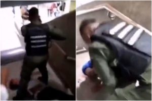 Un hombre detenido por la GNB se cayó por las escaleras del Metro de Caracas y quedó grave (Imágenes sensibles)