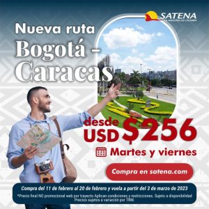Satena iniciará ruta Bogotá Caracas desde marzo