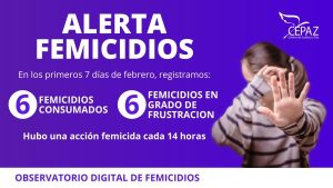 Observatorio Digital de Femicidios de Cepaz documentó seis femicidios en la primera semana de febrero