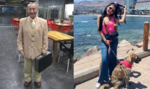 Abuelo venezolano de 90 años se puso su mejor traje para visitar a su nieta en Chile y es la sensación en redes