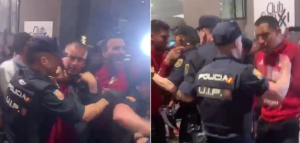 Escaramuza entre policías y jugadores de la selección peruana de fútbol en Madrid