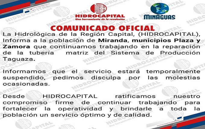 Después de 14 días sin agua en Guarenas y Guatire Hidrocapital informó que aún están reparando
