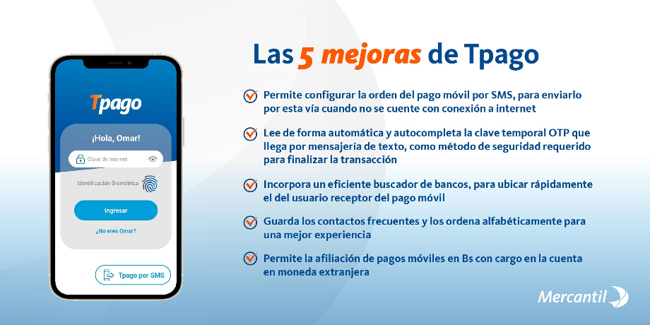 Tpago Mercantil facilita los pagos móviles sin conexión a internet