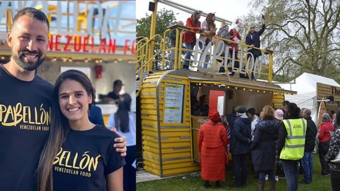 La inspiradora historia de la pareja venezolana que llevó el pabellón y la arepa a la Coronación de Carlos III