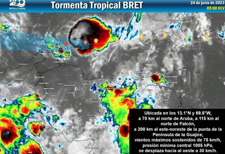 Tormenta Bret se disipa en el mar Caribe oriental