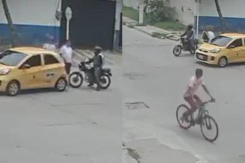 Motorizado fingió accidente para robar a pasajera de taxi que retiró 8 mil dólares del banco (Video)