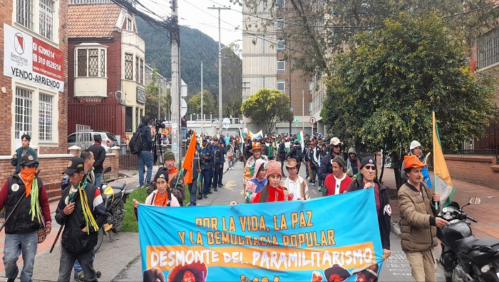 Congreso de los Pueblos marcha en Bogotá por DDHH