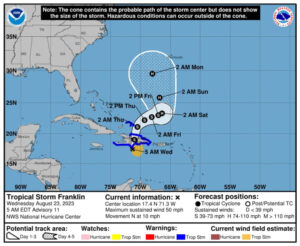 República Dominicana se prepara para el paso de la tormenta tropical Franklin