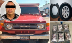 Escondía 32 panelas de cocaína en el caucho de repuesto y fue detenido en Caja Seca