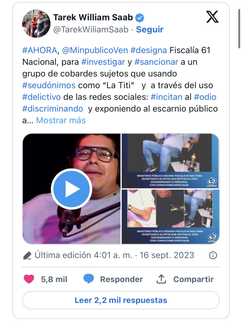 “La titi” podría enfrentar cárcel por “incitar al odio”