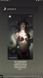 La reacción de Salma Hayek al sensual tributo que le hizo Kim Kardashian