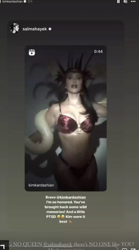 La reacción de Salma Hayek al sensual tributo que le hizo Kim Kardashian