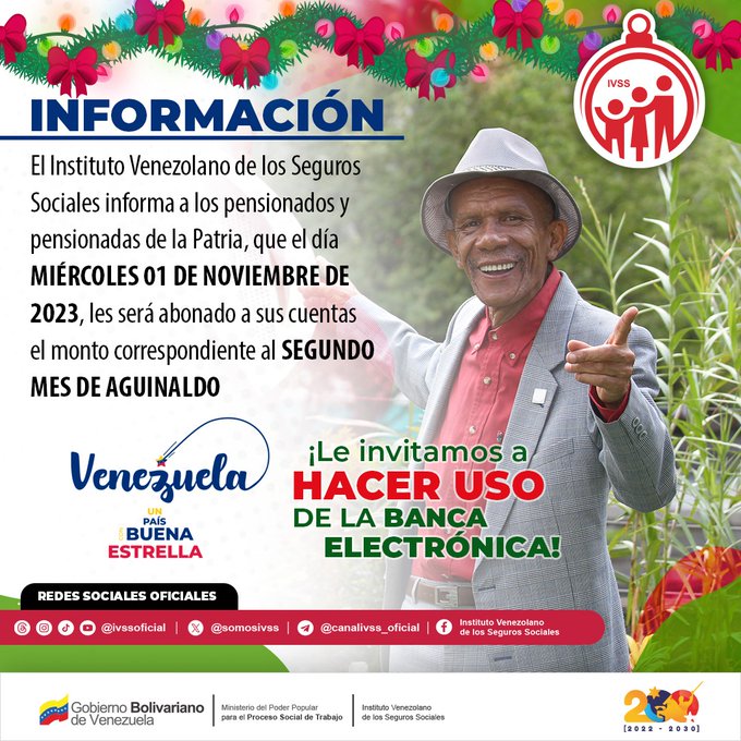 IVSS pagó segundo mes de aguinaldo a pensionados y jubilados
