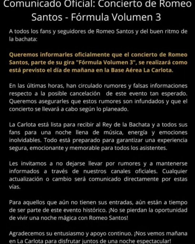 Romeo Santos si viene a Venezuela, productora que lo traerá desmiente el rumor