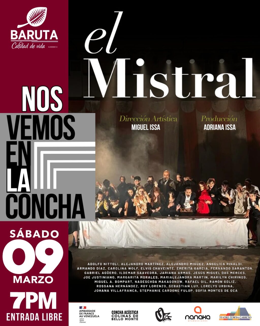 “El Mistral” presentará una función gratis en La Concha Acústica de Bello Monte