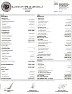 Banco Central de Venezuela Balance al 30/04/2024