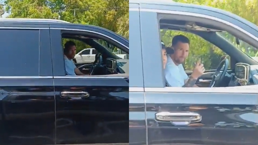 Leo Messi habla con unos maracuchos en pleno semáforo en Miami y se hace viral