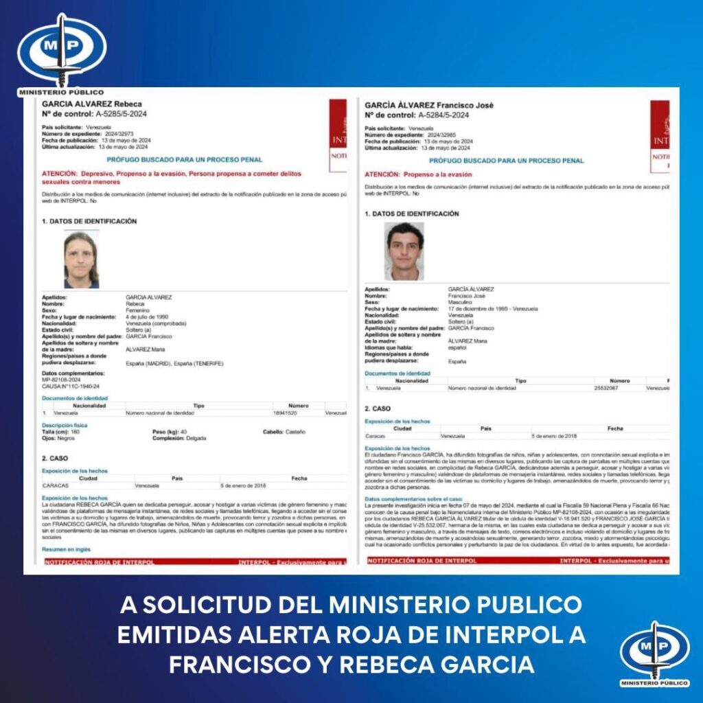 Fiscal General ratifica orden de aprehensión y alerta de Interpol contra los hermanos García