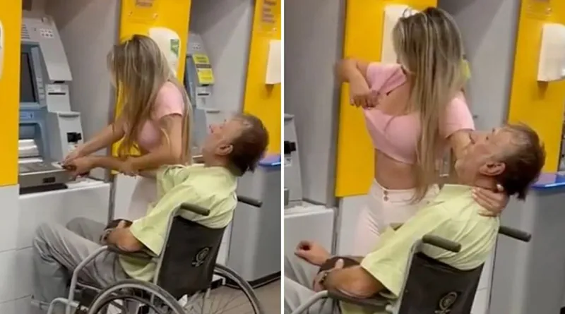 Una mujer llevó a un adulto mayor moribundo a retirar dinero del cajero