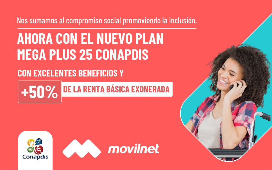 Movilnet ofrece 25 GB de navegación con Plan CONAPDIS