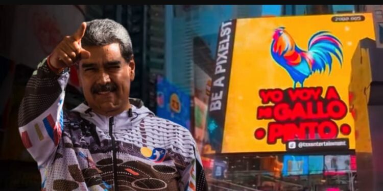 El Gallo Pinto de la campaña presidencial de Nicolás Maduro llegó al Times Square de New York