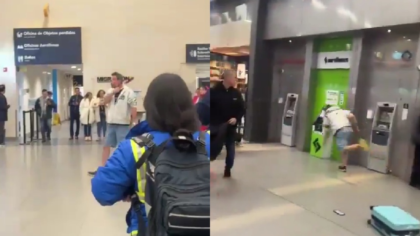 El estremecedor momento en que un hombre intentó quitarse la vida cortando su cuello en un aeropuerto