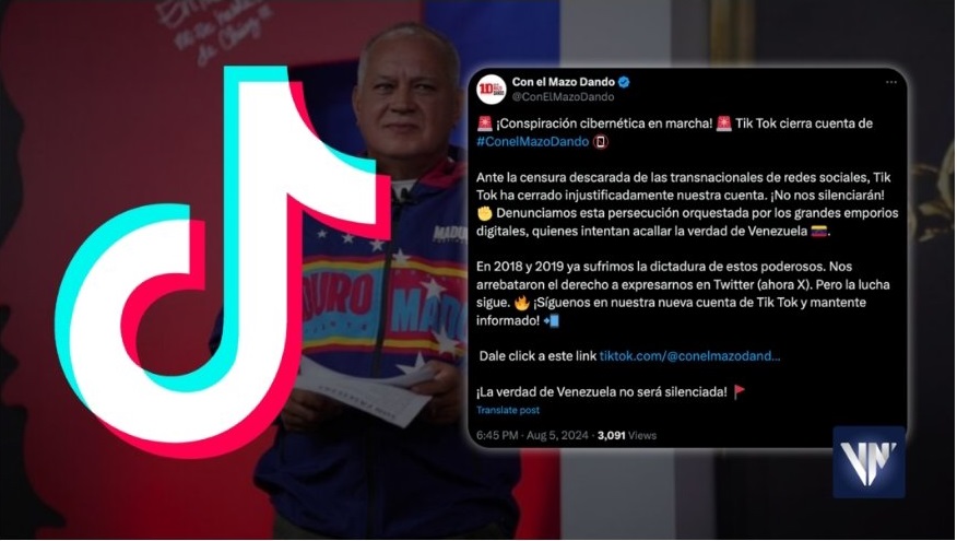 TikTok le cerró la cuenta de “Con el Mazo Dando” a Diosdado Cabello