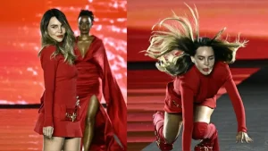 Belinda se cayó en pleno desfile de L'Oréal Paris, pero se levantó y continuó como toda una diva