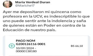 El insólito pago que recibió la vicepresidenta del MAS por dar clases en la UCV