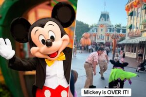 Las mascotas Disney también se hartan de los visitantes. Así consigue un actor de Mickey Mouse mantener el personaje mientras regaña a un padre