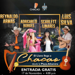 Concierto gratuito en Plaza Altamira, ¡El llano llega a Chacao! próximo domingo 17 de Noviembre