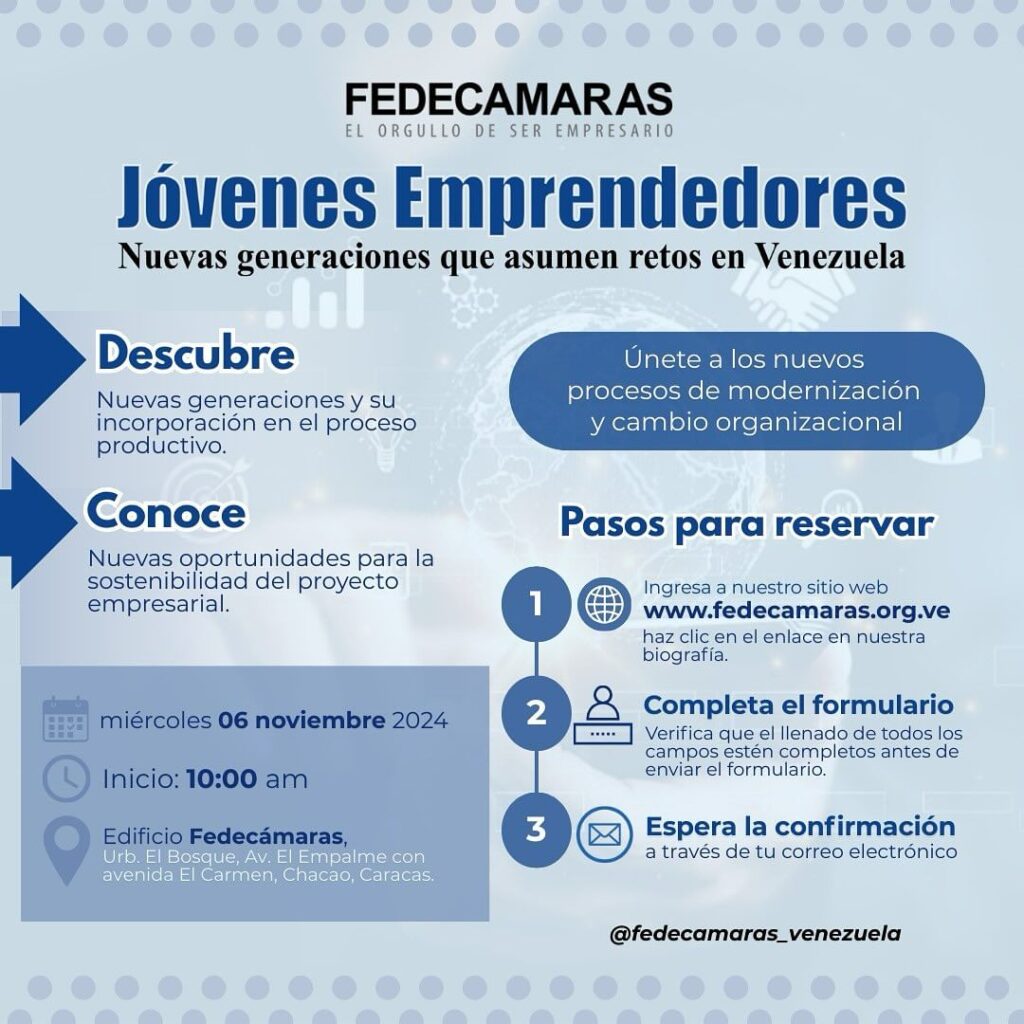 Fedecámaras realizará foro para impulsar la inserción laboral de los jóvenes venezolanos
