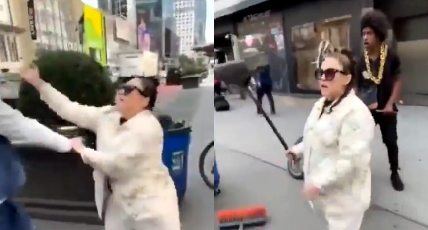 Colombiana atacó a venezolano que limpiaba calles en Nueva York, le gritó 'lárguense de este país'