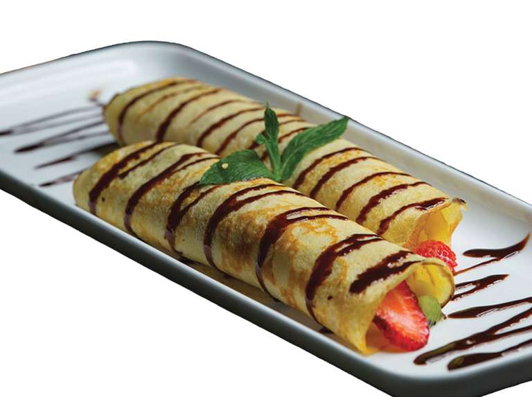 Crepes con frutas y chocolate