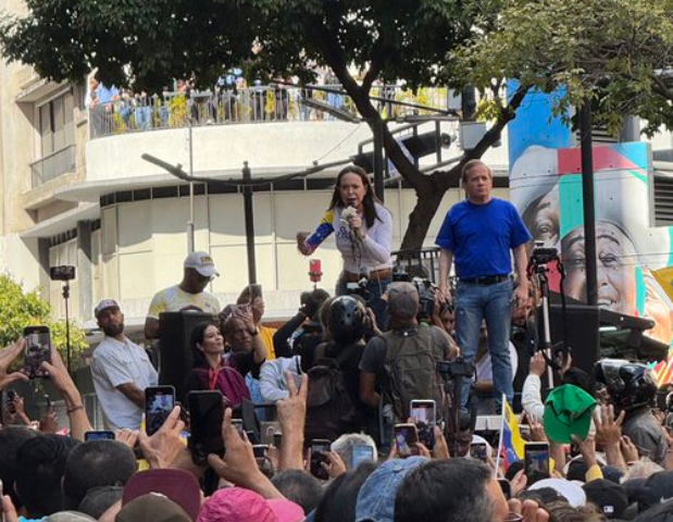 Opositora María Corina Machado reapareció en Chacao
