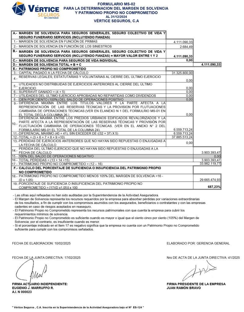 Vértice Seguros MS-02 al 31/12/2024