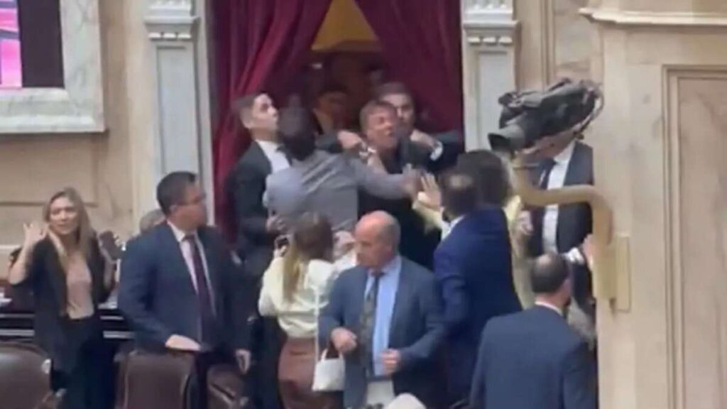 A golpes entre libertarios terminó sesión en el Congreso de Argentina