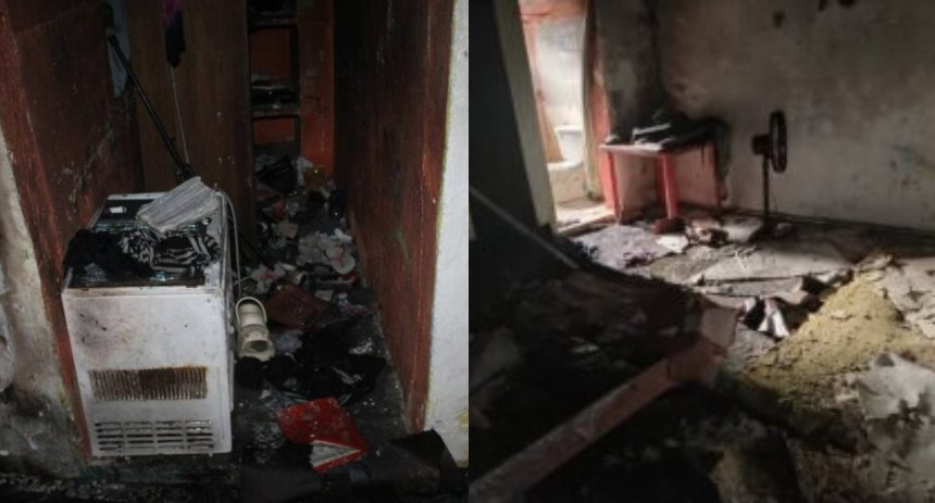 Mujer logró sacar a sus cuatro hijos antes de que la casa se quemara