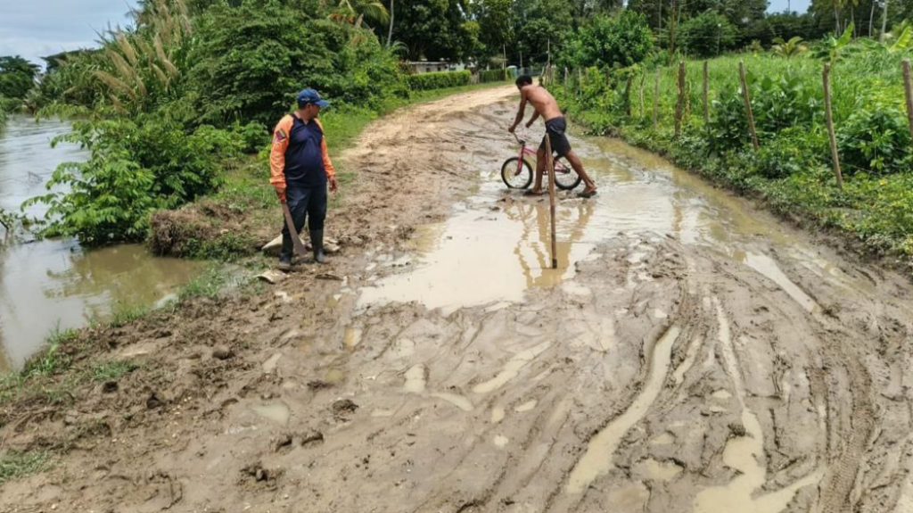 Fuertes lluvias impactan vías y áreas agrícolas en Boca de Aroa
