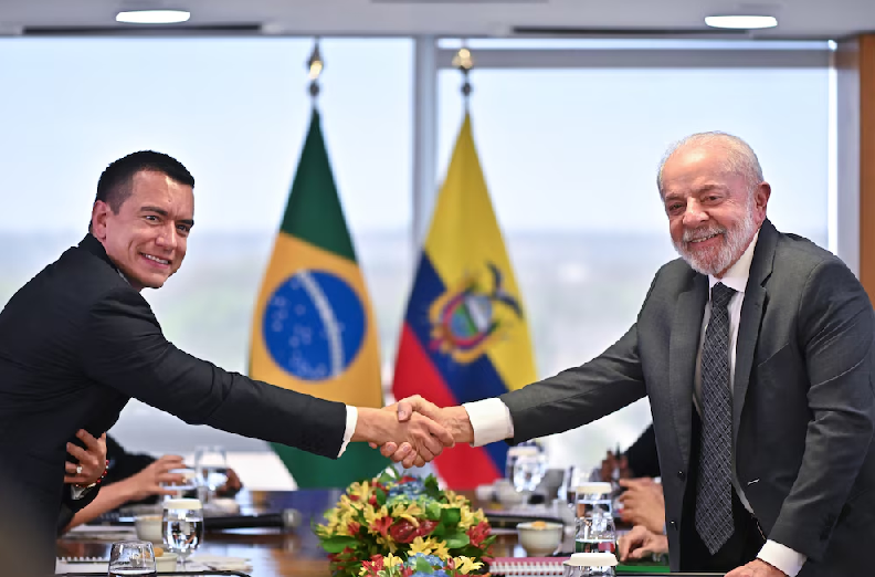 Los presidentes de Brasil y Ecuador se reunieron para impulsar el comercio bilateral en medio de tensiones comerciales con Estados Unidos