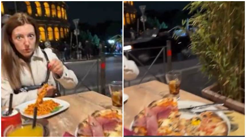 Salieron a un restaurante en Roma y lo que 'apareció' en su cena romántica los dejó en shock
