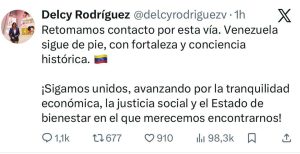 Delcy Rodríguez reactiva su cuenta en la red social X