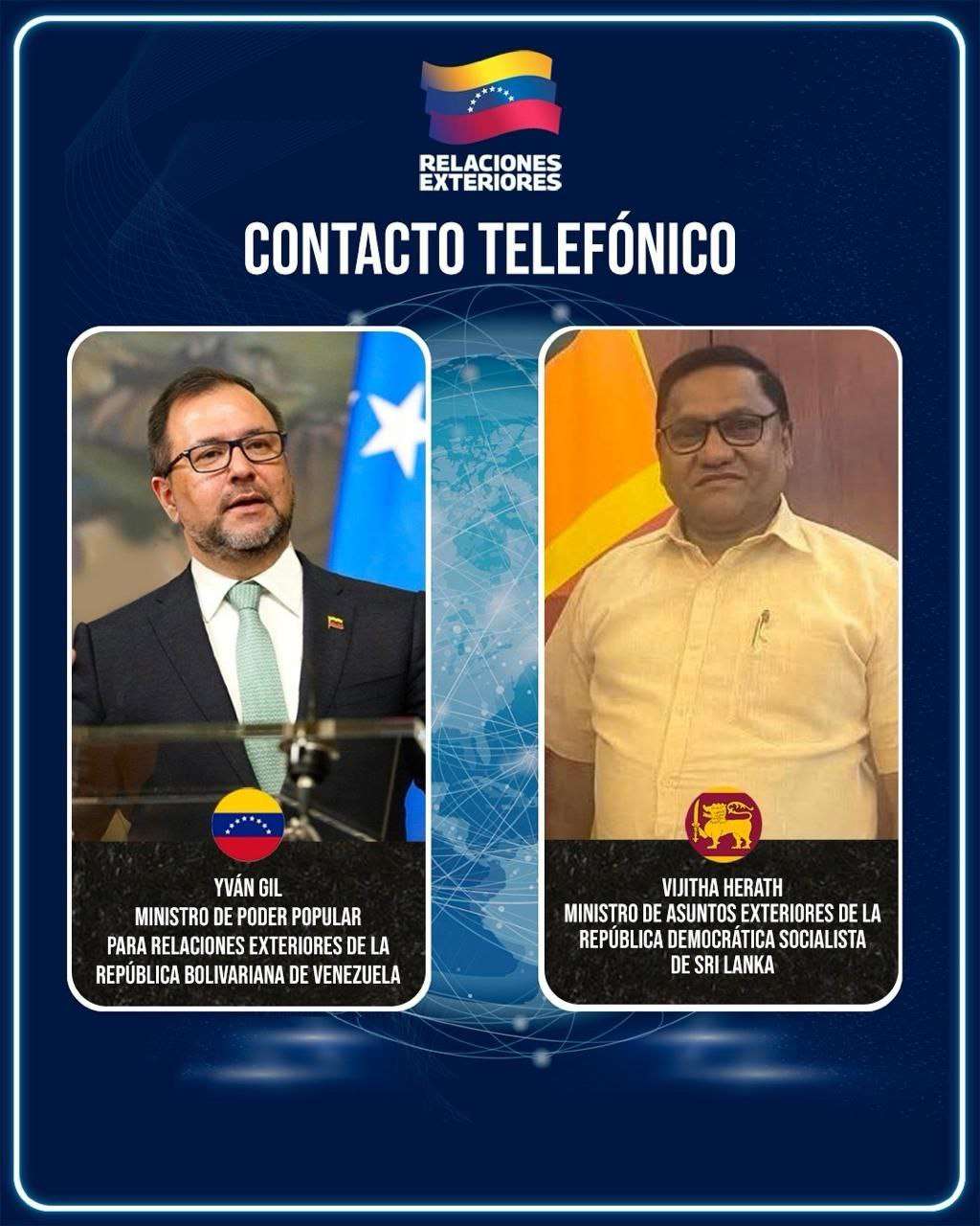 Venezuela recibe manifestaciones de apoyo del Gobierno de Sri Lanka