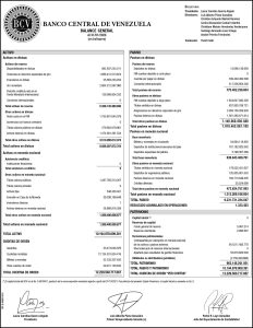 Banco Central de Venezuela Balance al 31/01/2026