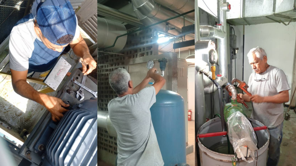 Ejecutan mantenimiento al sistema de climatización del Aula Magna